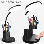 Vicsoon Desk Lamp, LED Desk Lamp for Home Office, Touch Table Lamp with 3 Color Modes 360° Adjustable Arm, Dimmable Desk Light with Pen Phone Holder, Black