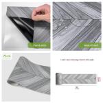 20x300cm Grey Herringbone Wood Grain Floor Sticker Peel&Stick Vinyl Waterproof Home Decal Kitchen Bathroom Vintage Wall Sticker