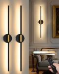 Battery Operated Wall Sconce Set of 2, 10000mAh Wireless Rechargeable Wall Lights with Remote, 24 Inch Dimmable 3000K-6000K LED Wall Lamps with Timer for Living Room, Bedroom, Black Gold, 350° Rotate