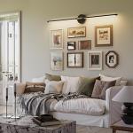 Battery Operated Wall Sconce Set of 2, 10000mAh Wireless Rechargeable Wall Lights with Remote, 24 Inch Dimmable 3000K-6000K LED Wall Lamps with Timer for Living Room, Bedroom, Black Gold, 350° Rotate