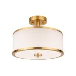 Edwarmlux 3-Light Semi Flush Mount Ceiling Light Fixture, 12.6" Gold Drum Light with White Fabric Shade, Modern Close to Ceiling Light for Living Room Bedroom Dining Room Kitchen Hallway Entry Foyer
