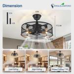DLLT Caged Ceiling Fan with Light: 20" Farmhouse Fandelier with Light and Remote - Black Rustic Chandelier with Fan for Bedroon Kitchen Living Dining Room