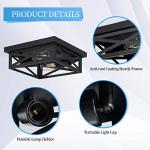 SKEJAO Black Flush Mount Ceiling Light Fixture,2-Light Square Hallway Light Fixtures Ceiling,Light Fixtures Ceiling Mount for Farmhouse,Kitchen,Hall,Bedroom (2 Pack)