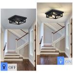 SKEJAO Black Flush Mount Ceiling Light Fixture,2-Light Square Hallway Light Fixtures Ceiling,Light Fixtures Ceiling Mount for Farmhouse,Kitchen,Hall,Bedroom (2 Pack)