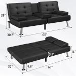 Futon Sofa Bed Modern Folding Futon Set Convertible Recliner Lounge for Living Room with 2 Cup Holders,