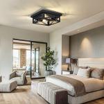 SKEJAO Black Flush Mount Ceiling Light Fixture,2-Light Square Hallway Light Fixtures Ceiling,Light Fixtures Ceiling Mount for Farmhouse,Kitchen,Hall,Bedroom (2 Pack)