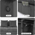 Sofa Bed Four In One, Convertible Pull Out Couch, Velvet Love Seat Sleeper, Two Pillow Single Recliner