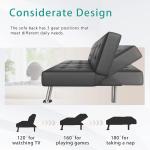 Futon Sofa Bed Modern Folding Futon Set Convertible Recliner Lounge for Living Room with 2 Cup Holders,