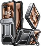 Poetic Spartan Case for Motorola Moto Razr + Plus 2024/Moto Razr+ Plus 2025,[Kickstand][Hinge Protection], Full-Body Rugged Shockproof Protective Cover with Kickstand, Metallic Gun Metal