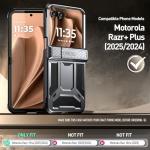 Poetic Spartan Case for Motorola Moto Razr + Plus 2024/Moto Razr+ Plus 2025,[Kickstand][Hinge Protection], Full-Body Rugged Shockproof Protective Cover with Kickstand, Metallic Gun Metal