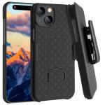 Fingic Case for iPhone 15 Case,iPhone 15 Belt Clip Holster Cases Slim Combo Shell with Kickstand Swivel Belt Clip Holster Rugged Shockproof Antiscratch Protective Cover for iPhone 1 5 6.1 inch(Black)