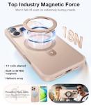 TORRAS Desert Titanium for iPhone 16 Pro Case Magnetic Stand, [Compatible with MagSafe][Flexible Stable Stand] Mil-Grade Protection Translucent Slim Anti-Scratch Ring Kickstand, Rose Gold 6.3", Ostand