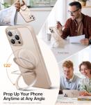 TORRAS Desert Titanium for iPhone 16 Pro Case Magnetic Stand, [Compatible with MagSafe][Flexible Stable Stand] Mil-Grade Protection Translucent Slim Anti-Scratch Ring Kickstand, Rose Gold 6.3", Ostand