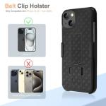 Fingic Case for iPhone 15 Case,iPhone 15 Belt Clip Holster Cases Slim Combo Shell with Kickstand Swivel Belt Clip Holster Rugged Shockproof Antiscratch Protective Cover for iPhone 1 5 6.1 inch(Black)