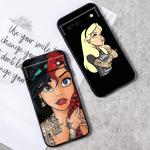 Tattoo Princess For Google Pixel 9 8 7A 7 6A 6 5A 5 4 4A XL 5G Black Silicon Shockproof Shell Cover Phone Case