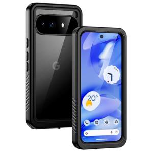 Lanhiem for Pixel 9a Case, IP68 Waterproof Dustproof, Built-in Screen Protector, Rugged Full Body Shockproof Phone Case for Google Pixel 9a 6.3", Black