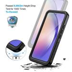 Lanhiem for Samsung Galaxy A54 5G Phone Case, IP68 Waterproof Dustproof, [Built-in Screen Protector] Full Body Protective Phone Case for Samsung Galaxy A54, Black/Clear