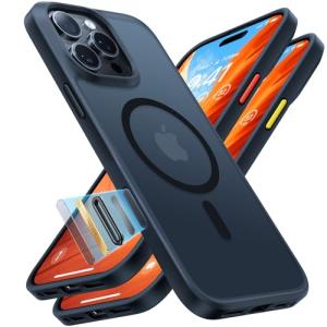TORRAS for iPhone 16 Pro Case Translucent Matte Black | Compatible with MagSafe, Military Grade Drop Protection, Stronger Magnetic, Shockproof Airbag, Camera Control, Color Buttons, Slim Anti-Scratch