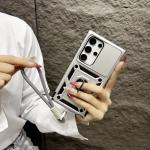 Armor Magnetic Bracket Case For Samsung Galaxy S25 S24 S23 S22 S21 Ultra Plus With Lanyard Slide Camera Protect Shockproof Cover