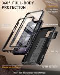 Poetic Revolution Case for iPhone 16 6.1 inch, [Slide Camera Cover], Full-Body Military Grade Rugged Shockproof Cover with Kickstand and Built-in-Screen Protector, Black
