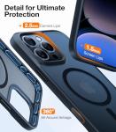 TORRAS for iPhone 16 Pro Case Translucent Matte Black | Compatible with MagSafe, Military Grade Drop Protection, Stronger Magnetic, Shockproof Airbag, Camera Control, Color Buttons, Slim Anti-Scratch