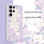 Flower Bush Bear Phone Case For Samsung Galaxy S25 FE S24 S23 S22 S21 S20 Ultra Plus FE S10 Note 20 ultra 10 9 Plus Cover