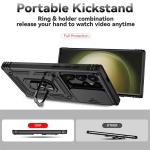 Armor Magnetic Bracket Case For Samsung Galaxy S25 S24 S23 S22 S21 Ultra Plus With Lanyard Slide Camera Protect Shockproof Cover