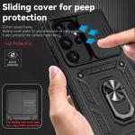 Armor Magnetic Bracket Case For Samsung Galaxy S25 S24 S23 S22 S21 Ultra Plus With Lanyard Slide Camera Protect Shockproof Cover