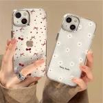 Daisy Flowers Cherry Pattern Phone Case For Google PIXEL 9A 8 9 10 Pro 9 10 XL Soft Shockproof Transparent TPU Silver Cover
