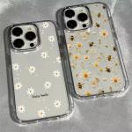 Daisy Flowers Cherry Pattern Phone Case For Google PIXEL 9A 8 9 10 Pro 9 10 XL Soft Shockproof Transparent TPU Silver Cover