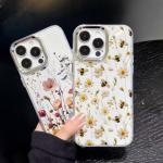 Daisy Flowers Cherry Pattern Phone Case For Google PIXEL 9A 8 9 10 Pro 9 10 XL Soft Shockproof Transparent TPU Silver Cover