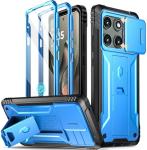 Poetic Revolution Case for Motorola Moto Edge 2025 [Not for 2024 Version], [Slide Camera Cover], Full-Body Military Grade Rugged Shockproof Cover with Kickstand and Built-in-Screen Protector, Blue