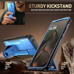 Poetic Revolution Case for Motorola Moto Edge 2025 [Not for 2024 Version], [Slide Camera Cover], Full-Body Military Grade Rugged Shockproof Cover with Kickstand and Built-in-Screen Protector, Blue