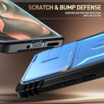 Poetic Revolution Case for Motorola Moto Edge 2025 [Not for 2024 Version], [Slide Camera Cover], Full-Body Military Grade Rugged Shockproof Cover with Kickstand and Built-in-Screen Protector, Blue