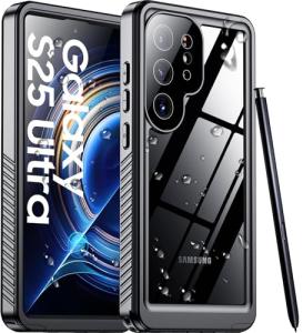 Temdan Designed for Samsung Galaxy S25 Ultra Case Waterproof, Built-in Lens & Screen Protector Military Grade Shockproof Dropproof IP68 Underwater Full Body Phone Case for Galaxy S25 Ultra 6.9"-Black