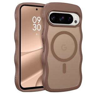 BENTOBEN Magnetic for Google Pixel 10 Pro Case Cute, Curly Wavy Pixel 10Pro Case [Compatible with MagSafe] Anti-Slip Bumper Matte Slim Women Men Boys Phone Cover for Google 10Pro 6.3", Desert Titanium