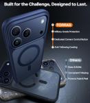 TORRAS Magnetic Shockproof for iPhone 17 Pro Case, Fit for MagSafe, Military-Grade Protection, Camera Control Button, Slim Translucent Anti-Fingerprint Phone Case for iPhone 17 Pro 6.3", Deep Blue