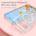 RALEAVO for Google Pixel 10/10 Pro Case Compatible with MagSafe Clear Floral Pattern Design Cute for Girls Women Slim Magnetic Hard Back Shockproof Phone Case for Pixel 10/10 Pro,Blue Flowers