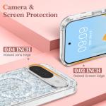 RALEAVO for Google Pixel 10/10 Pro Case Compatible with MagSafe Clear Floral Pattern Design Cute for Girls Women Slim Magnetic Hard Back Shockproof Phone Case for Pixel 10/10 Pro,Blue Flowers