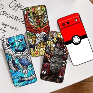 Pocket Monsters Cute For Google Pixel 8 7A 7 6A 6 5A 5 4 4A XL 5G Black Silicon Shockproof Shell Funda Phone Case