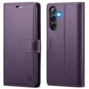 FLIPALM Wallet Case for Samsung Galaxy S25 FE, RFID Blocking Credit Card Holder, PU Leather Folio Flip Kickstand Protective Shockproof Cover for Galaxy S25 FE (Purple)