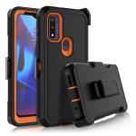 Njjex Rugged Case For Motorola Moto G Pure For Moto G Power 2022 Case with Belt Clip Holster, Built-in Screen Protector Heavy Duty Shockproof Locking Swivel Holster Kickstand Hard Phone Cover [Orange]