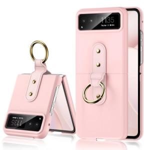 Maxdara for Moto Razr 2023 Case with Ring Holder, Slim Shockproof Phone Cover with Lens Protector (Pink)
