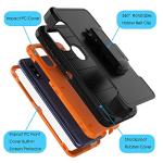 Njjex Rugged Case For Motorola Moto G Pure For Moto G Power 2022 Case with Belt Clip Holster, Built-in Screen Protector Heavy Duty Shockproof Locking Swivel Holster Kickstand Hard Phone Cover [Orange]