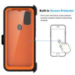 Njjex Rugged Case For Motorola Moto G Pure For Moto G Power 2022 Case with Belt Clip Holster, Built-in Screen Protector Heavy Duty Shockproof Locking Swivel Holster Kickstand Hard Phone Cover [Orange]