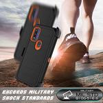 Njjex Rugged Case For Motorola Moto G Pure For Moto G Power 2022 Case with Belt Clip Holster, Built-in Screen Protector Heavy Duty Shockproof Locking Swivel Holster Kickstand Hard Phone Cover [Orange]