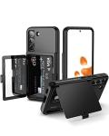 WeLoveCase for Samsung Galaxy S22 Wallet Case with Credit Card Holder & Hidden Mirror, All-Round Protection Shockproof Phone Cover Designed for Samsung Galaxy S22 5G, 6.1 inch Back Black