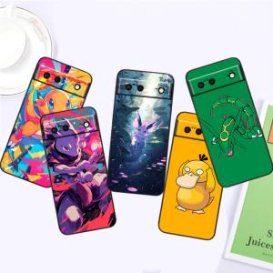 Cartoon P-Pokemon P-Pikachus Art For Google Pixel 9 8 7A 7 6A 6 5A 5 4 4A XL 5G Black Silicon Shockproof Shell Back Phone Case