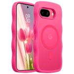 BENTOBEN for Google Pixel 9a Case [Compatible with MagSafe] Cute Curly Wavy Anti-Slip Bumper Magnetic Matte Slim Thin Soft Women Girls Boys Protective Phone Cover for Google Pixel 9a 6.3", Hot Pink