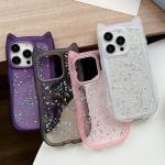 Cute Cartoon Cat Ear Glitter Sequins Transparent Case  For iPhone 17 16 15 Plus 14 Pro Max 13 12 Soft Silicone Shockproof Cover